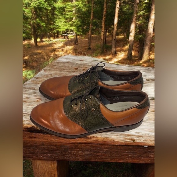 Foot Joy Vintage Green and Brown Leather Oxford Shoes men’s size 10.5 - Picture 1 of 16
